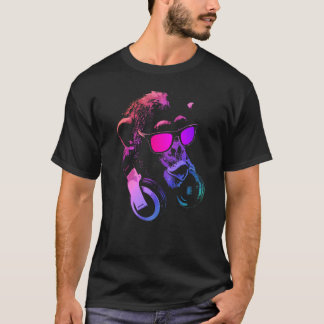 Camiseta Chimpancé De Monos Con Gafas De Sol Y Auriculares