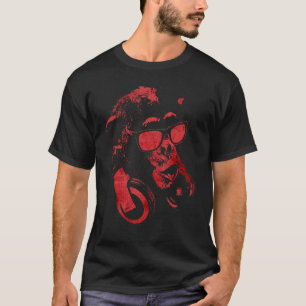 Camiseta Chimpancé De Monos Con Gafas De Sol Y Auriculares