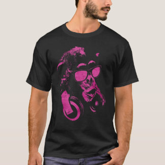 Camiseta Chimpancé De Monos Con Gafas De Sol Y Auriculares 