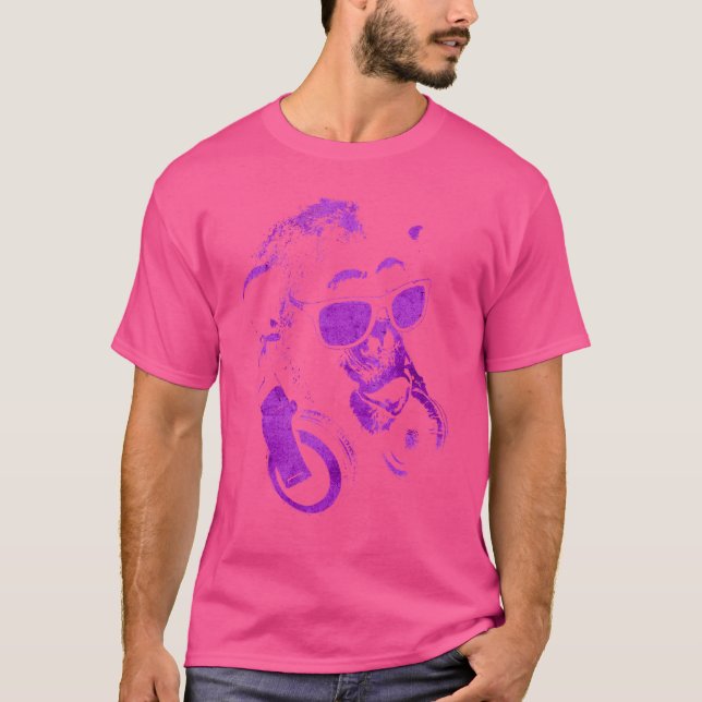 Camiseta Chimpancé De Monos Con Gafas De Sol Y Auriculares  (Anverso)