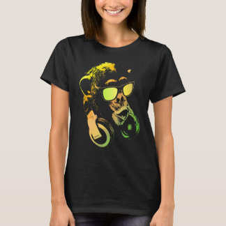 Camiseta Chimpancé De Monos Con Gafas De Sol Y Auriculares