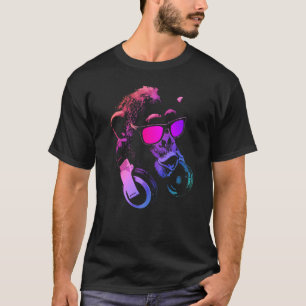 Camiseta Chimpancé De Monos Con Gafas De Sol Y Auriculares