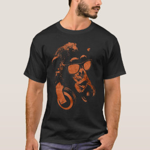 Camiseta Chimpancé De Monos Con Gafas De Sol Y Auriculares