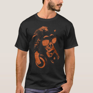 Camiseta Chimpancé De Monos Con Gafas De Sol Y Auriculares