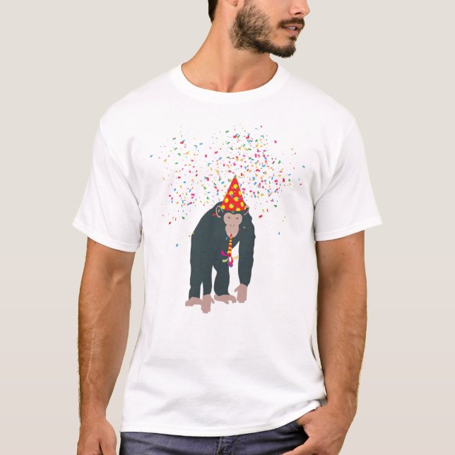Camiseta Chimpancé de monos está de fiesta con animales que (Anverso)
