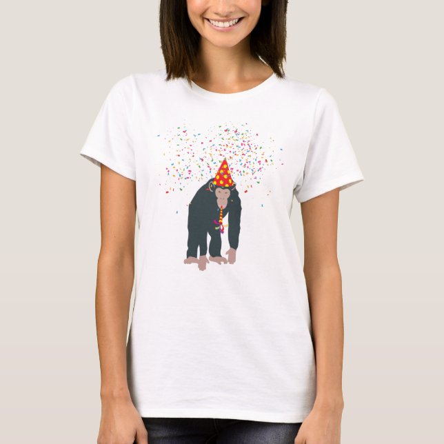 Camiseta Chimpancé de monos está de fiesta con animales que (Anverso)