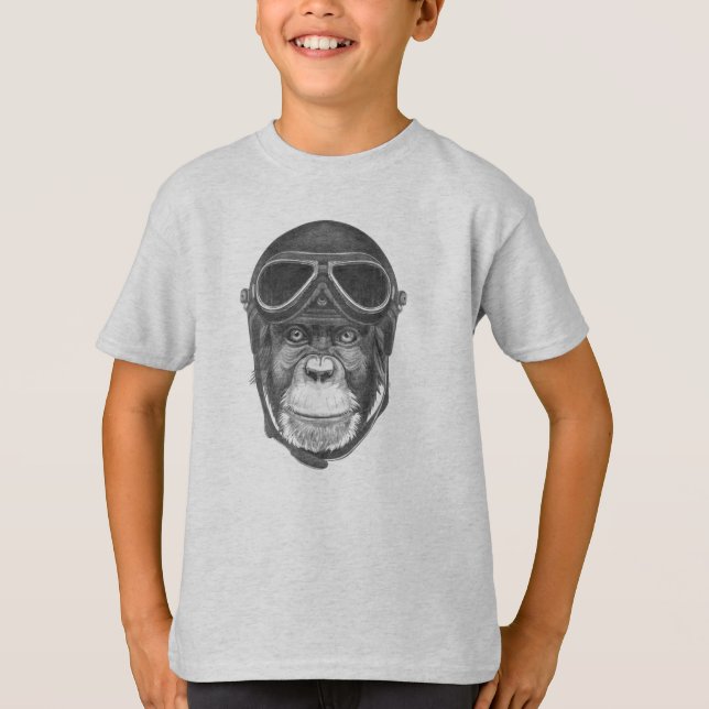 Camiseta Chimpancé del casco del vintage (Anverso)