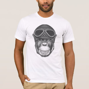 Camiseta Chimpancé del casco del vintage