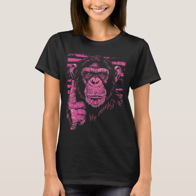 Camiseta Chimpancé en rosa (Anverso)