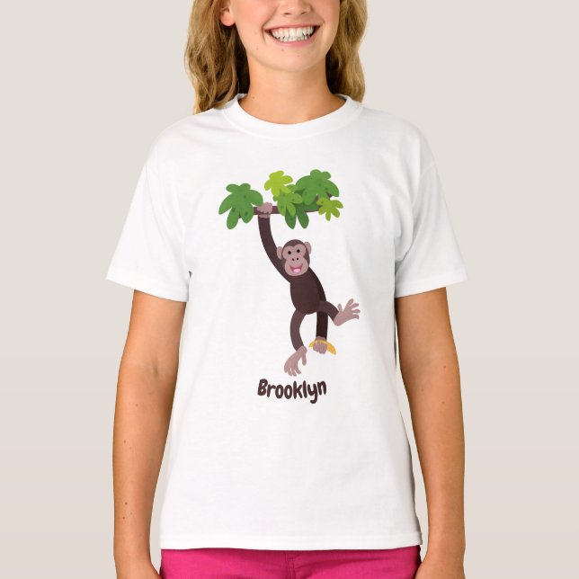 Camiseta Chimpancé lindo en personalizado colgante de la ju (Anverso)