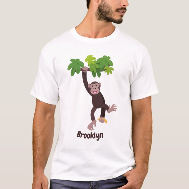 Camiseta Chimpancé lindo en personalizado colgante de la ju (Anverso)