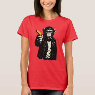 Camiseta chimpancé rebelde con pistola de plátano