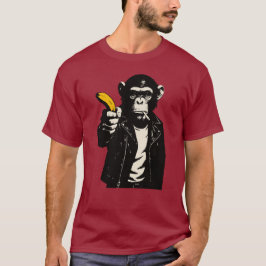 Camiseta chimpancé rebelde con pistola de plátano
