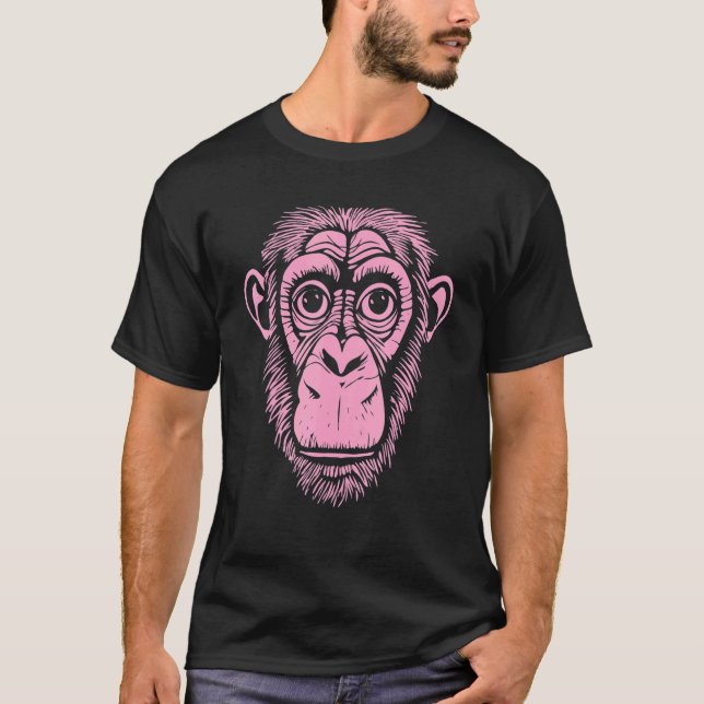 Camiseta Chimpancé rosa claro Ape no mono lindo chimpancé (Anverso)