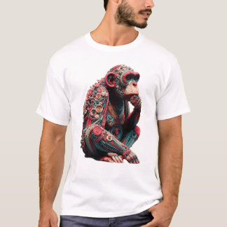 Camiseta Chimpancé Techno: arte mecánico vibrante