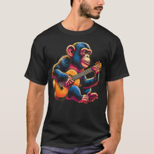 Camiseta Chimpancé toca guitarra chimpancé guitarista de mo