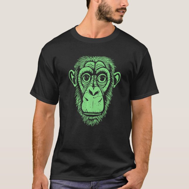 Camiseta Chimpancé verde no chimpancé mono (Anverso)