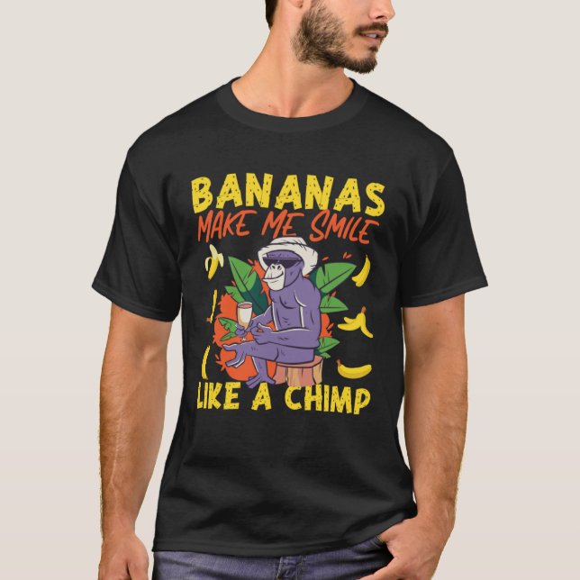Camiseta Chimpanzee Bananas Make Me Smile Like A Chimp (Anverso)