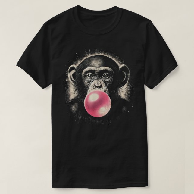 Camiseta Chimpanzee Chimp Ape Bubble de chicle rosado (Diseño del anverso)