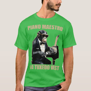 Camiseta Chimpanzee Chimp Piano Maestro En Tuxedo Vest Fu