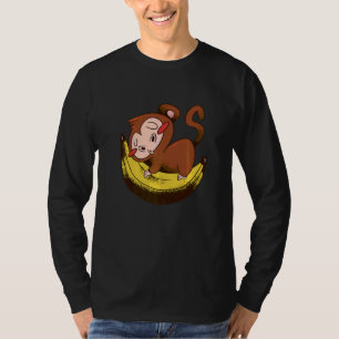 Camiseta Chimpanzee Cuida Bebé Mono Durmiendo En Una Banana