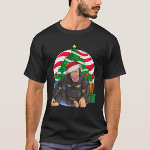 Camiseta Chimpanzee Cute Chimp Santa Decoración de árboles