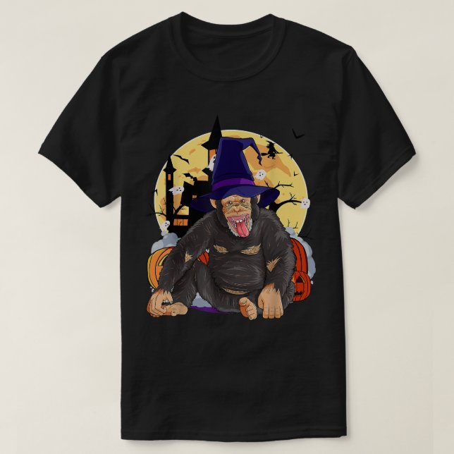 Camiseta Chimpanzee Cute Halloween (Diseño del anverso)