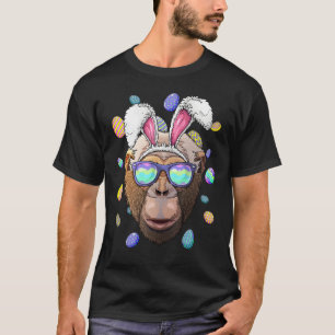 Camiseta Chimpanzee Easter Bunny Ears Funny Eggun