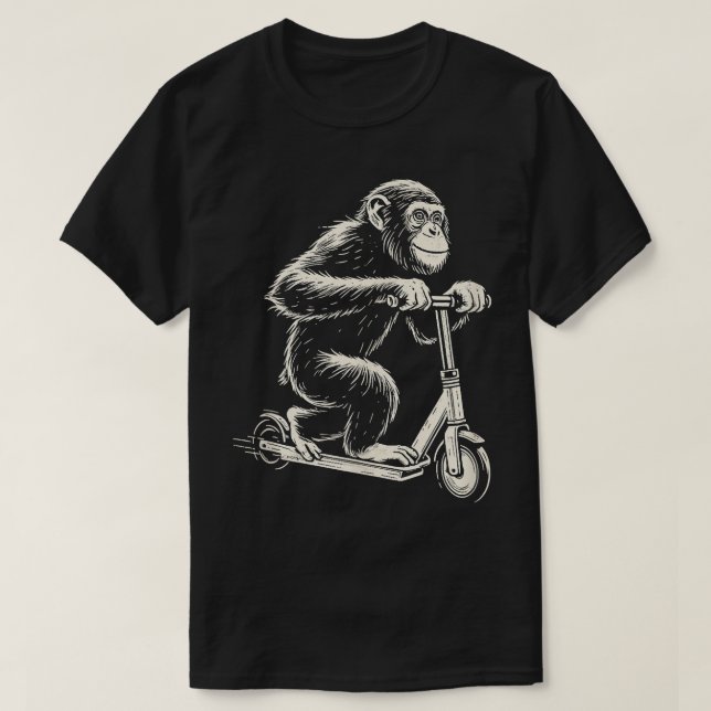 Camiseta Chimpanzee En Un Mono E-Scooter (Diseño del anverso)
