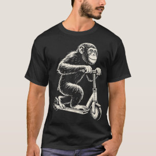 Camiseta Chimpanzee En Un Mono E-Scooter