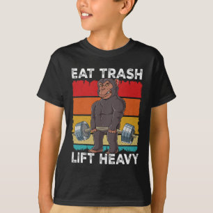 Camiseta Chimpanzee Gym Weight Training Comida Trash Lift H