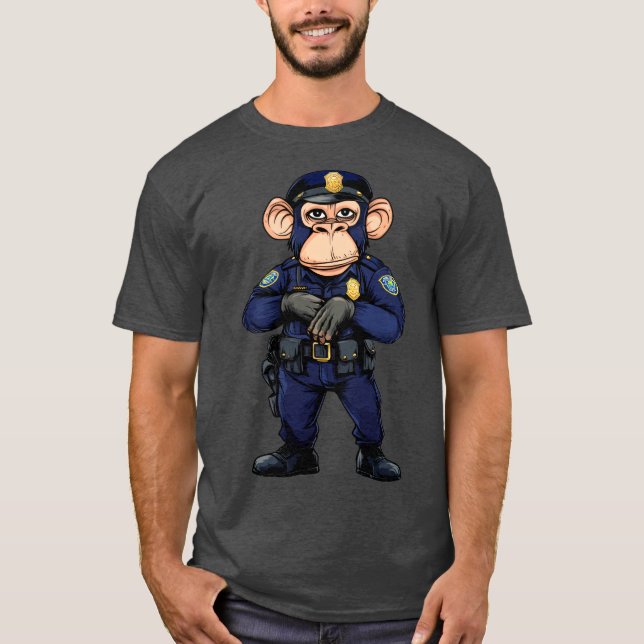 Camiseta Chimpanzee police monkey - chimpanzee T-Shirt (Anverso)