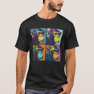 Camiseta Chimpanzee Pop Ilustracion Colorful Animal Women
