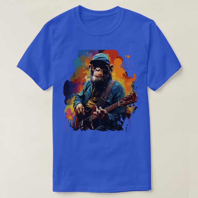 Camiseta Chimpanzee tocando guitarra (Diseño del anverso)