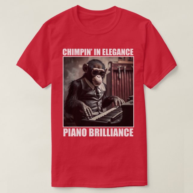 Camiseta Chimpin en elegancia Piano Brilliance Funny Chimpa (Diseño del anverso)