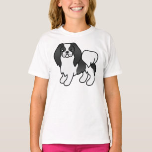 Camiseta Chin Japonés Blanco Y Negro Perro De Dibujos Anima