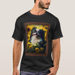Camiseta Chin Japonés Pintando Madres De Flor De Girasol