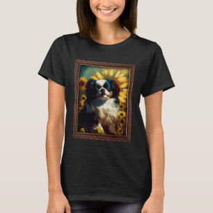 Camiseta Chin Japonés Pintando Madres De Flor De Girasol