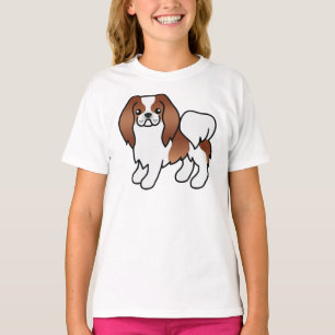 Camiseta Chin Japonés Rojo Y Blanco Perro De Dibujo Cutáneo