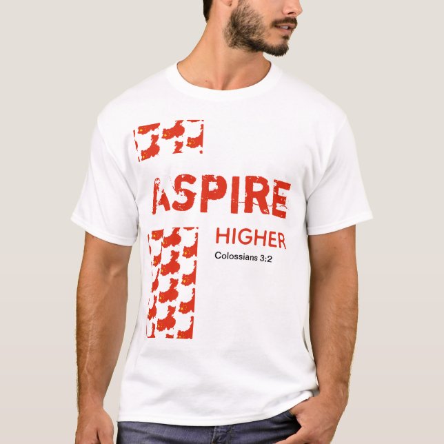 Camiseta China ASPIRE HIGHER Escritura Cristiana (Anverso)