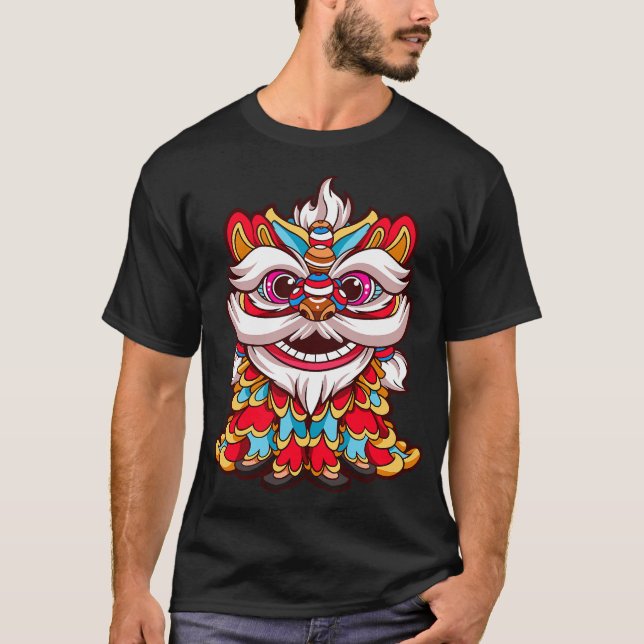 Camiseta china de danza del león_ camiseta de león (Anverso)