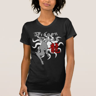 Camiseta china del negro del polluelo del dragón