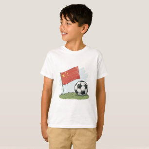 Camiseta China flag and crayon-style soccer ball