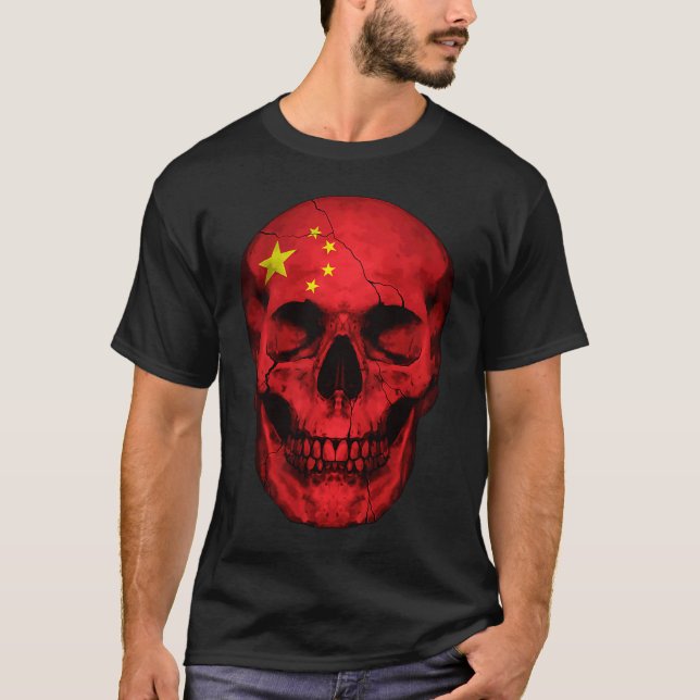 Camiseta China Flag Skull Chinese Roots Proud Patriotic (Anverso)