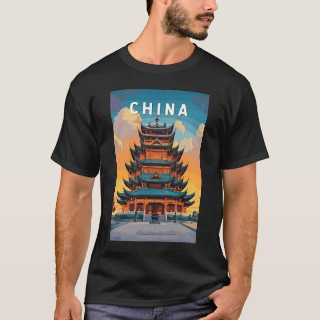 Camiseta China Illustration Travel Art Vintage (Anverso)
