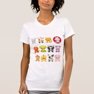 Camiseta china linda de los animales del dibujo