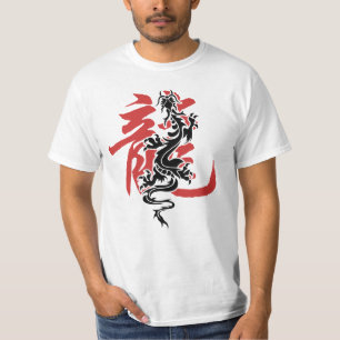 Camiseta china oriental asiática del dragón del