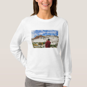 Camiseta China, Tíbet, Lhasa, monje tibetano con Potala