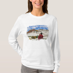 Camiseta China, Tíbet, Lhasa, monje tibetano con Potala