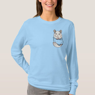 Camiseta Chinchilla blanca linda de la piel del bolsillo